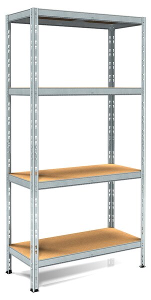 Scaffale in Metallo ad Incastro 4 Ripiani in Legno 80x30x180 cm Pokerino Zincato