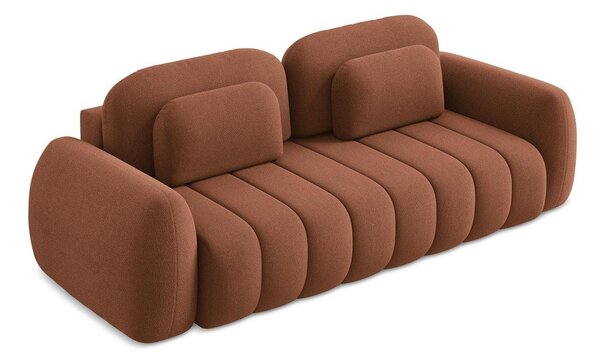 Divano color terracotta allungabile/con contenitore con rivestimento in bouclé 266 cm Pele – Makamii
