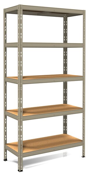 Scaffale in Metallo ad Incastro 5 Ripiani in Legno 90x40xh180 cm Pokerino Grigio