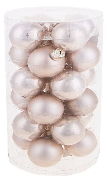 Set 24 Palle di Natale da Appendere Ø 4 cm in Vetro Crema