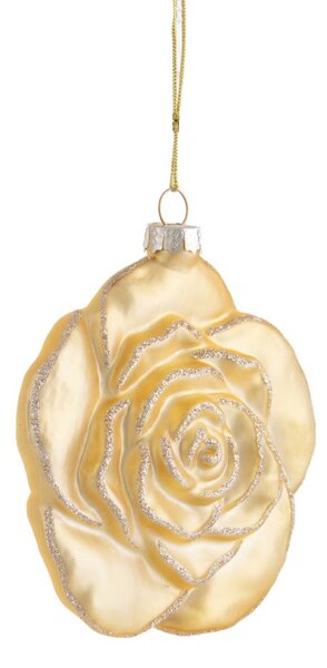 Set 4 Addobbi Decorativi Rosa da Appendere 10 cm in Vetro Oro