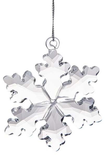 Set 4 Cristalli Fiocchi di Neve Decorativi 6,5 cm in Vetro
