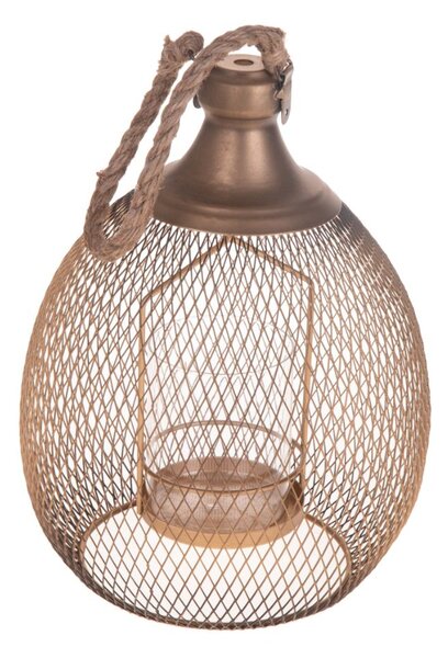 Lampada Lanterna Decorativa 29,5 cm in Metallo e Vetro Oro