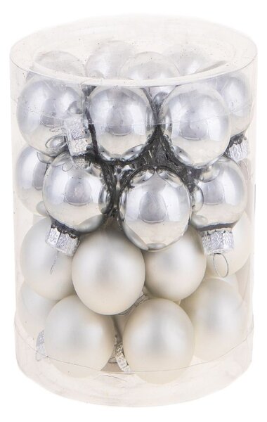 Set 24 Palle di Natale da Appendere Ø 4 cm in Vetro Argento