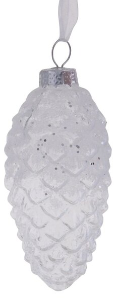 Set 4 Addobbi Natalizi Pigna da Appendere 4,5x10 cm in Vetro