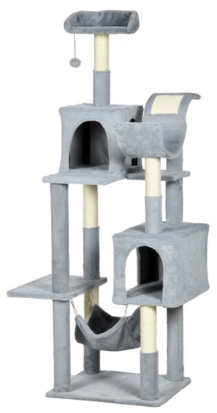 Albero Tiragraffi 55x49x177 cm con 2 Casette Grigio e Bianco