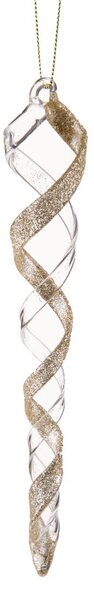 Set 4 Spirali Decorative da Appendere con Glitter 18 cm in Vetro