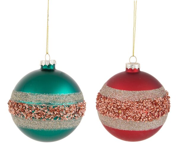 Set 4 Palle di Natale da Appendere Ø 10 cm in Vetro