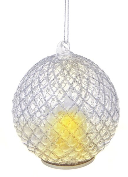 Set 6 Palle di Natale da Appendere Ø 10 cm in Vetro e Plastica
