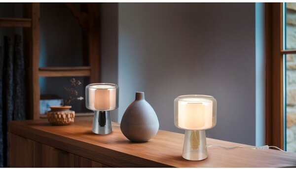 Lampada da tavolo grigia (altezza totale 29 cm) Rocka – Trio