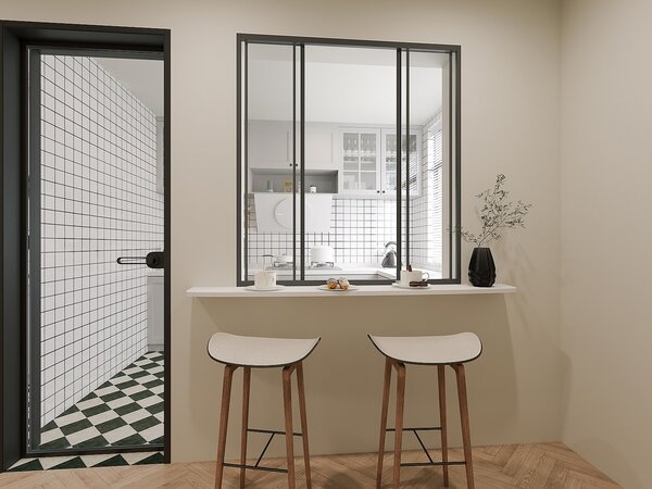 Vetrata scorrevole in Alluminio termolaccato Nero 120 x 130 cm (L x H) - RAVENA