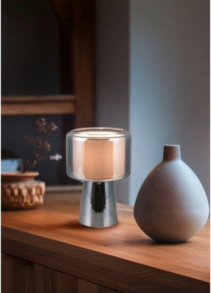 Lampada da tavolo grigia (altezza totale 29 cm) Rocka – Trio