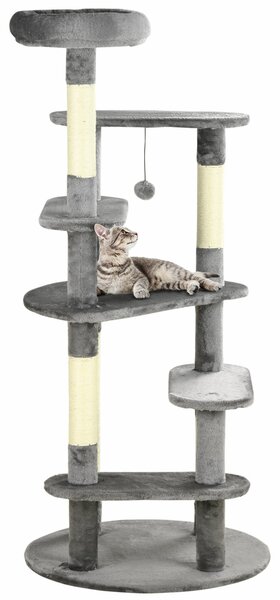 Albero Tiragraffi Ø60x136 cm con Lettino e Pallina Grigio
