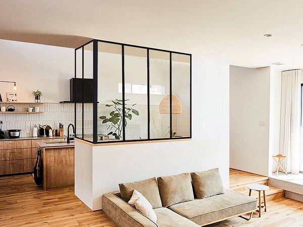 Vetrata angolare L120 x L60 x H105 cm in Alluminio termolaccato Nero Stile atelier - BAYVIEW