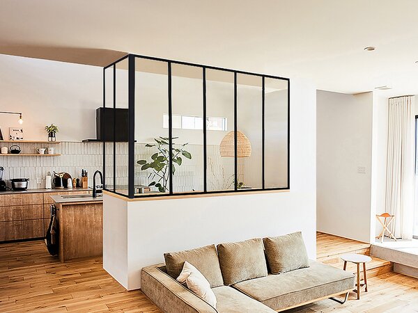 Vetrata angolare L150 x L60 x H105 cm in Alluminio termolaccato Nero Stile atelier - BAYVIEW