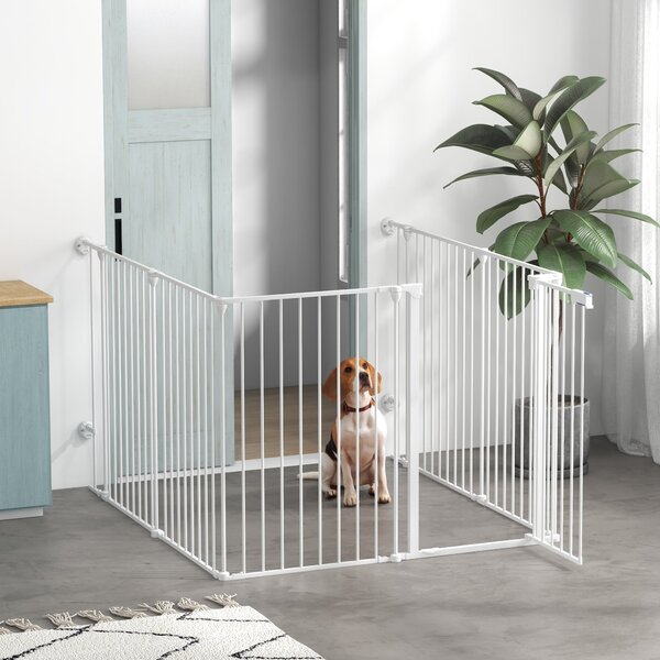Cancelletto di Sicurezza per Animali Domestici 123x102x90 cm in Metallo e Plastica Bianco