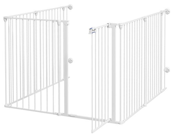 Cancelletto di Sicurezza per Animali Domestici 123x102x90 cm in Metallo e Plastica Bianco