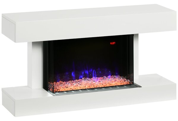 Camino Elettrico da Parete 98x27x54,5 cm Effetto Fiamma 2000W Bianco