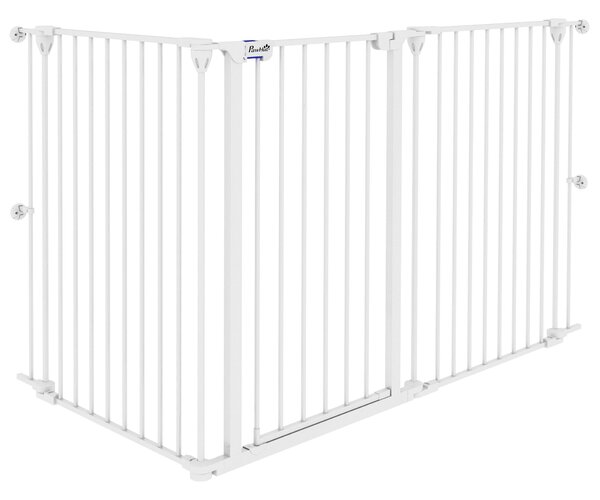 Cancelletto di Sicurezza per Animali Domestici 206x90 cm in Acciaio e Plastica Bianco