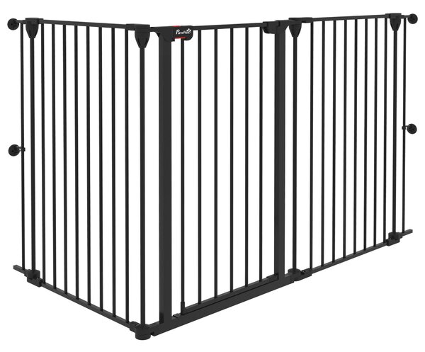 Cancelletto di Sicurezza per Animali Domestici 206x90 cm in Acciaio e Plastica Nero