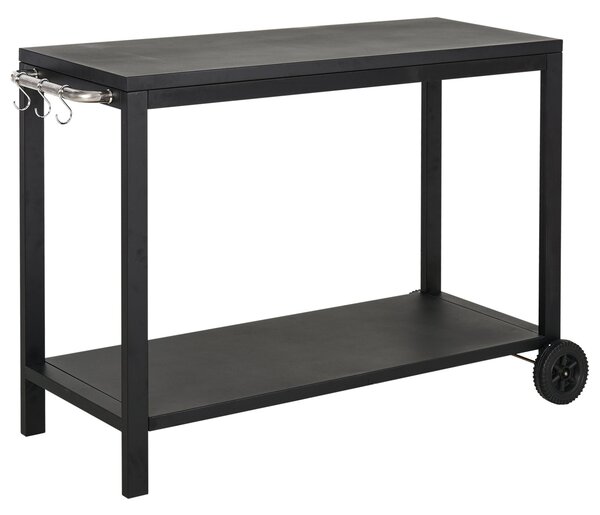 Carrello da Cucina 2 Livelli 128x46,5x86,5 cm in Metallo Nero