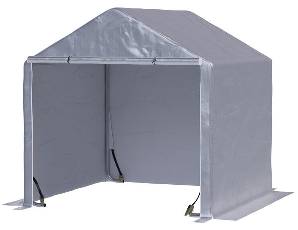 Capanno Box da Giardino Porta Utensili 2x2m in Acciaio e Copertura Anti-UV Grigio