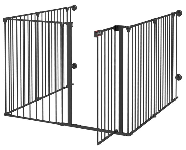 Cancelletto di Sicurezza per Animali Domestici 123x102x90 cm in Metallo e Plastica Nero