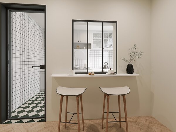 Vetrata scorrevole 90 x 105 cm (L x H) in Alluminio termolaccato Nero - RAVENA