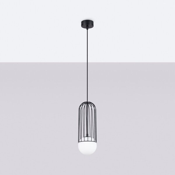 Lampadario bianco/nero con paralume in vetro Belinda – Sollux
