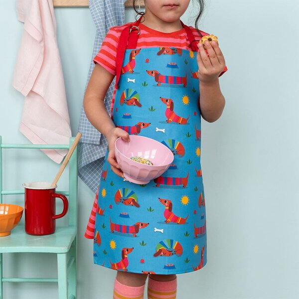 Grembiule per bambini in cotone Sunny Sausage Dog – Rex London