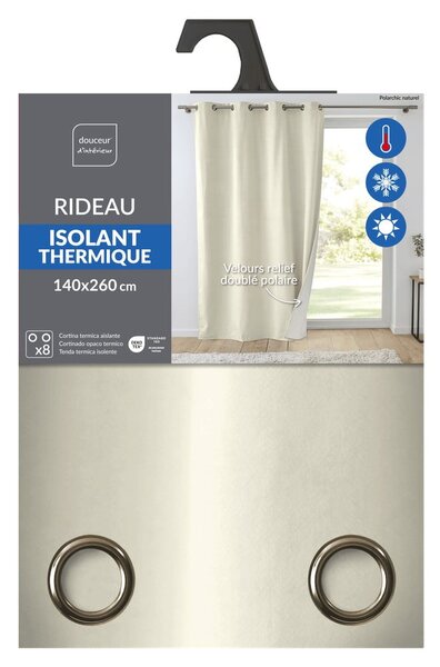 Tenda termoisolante color crema in velluto 140x260 cm Polarchic – douceur d'intérieur