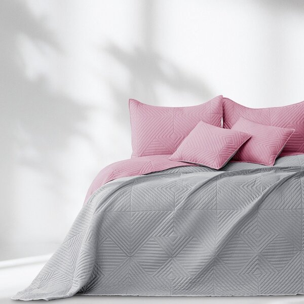Copriletto rosa/grigio chiaro in microfibra con rivestimento trapuntato 220x240 cm Softa – Restilo