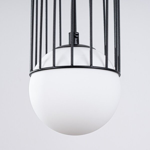 Lampadario bianco/nero con paralume in vetro Belinda – Sollux