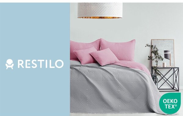 Copriletto rosa/grigio chiaro in microfibra con rivestimento trapuntato 220x240 cm Softa – Restilo