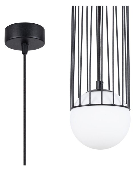 Lampadario bianco/nero con paralume in vetro Belinda – Sollux