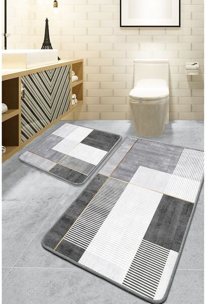 Set di tappetini per il bagno grigi 2 pz 60x100 cm Pendor – Foutastic