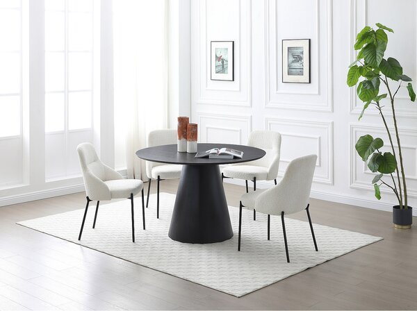 Tavolo da pranzo tondo 4 persone impiallacciatura Frassino Nero - ANTALIZA