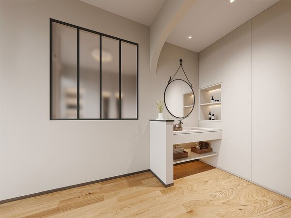 Vetrata atelier 120 x 130 cm (L x H) in Alluminio Vetro smerigliato Nero - BAYVIEW