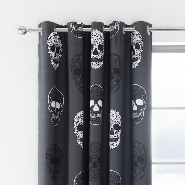 Tenda per bambini grigio scuro 2 pz 168x183 cm Skulls – Catherine Lansfield