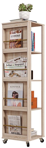 Libreria 4 Ripiani 40x40x150 cm con Rotelle in Legno Quercia