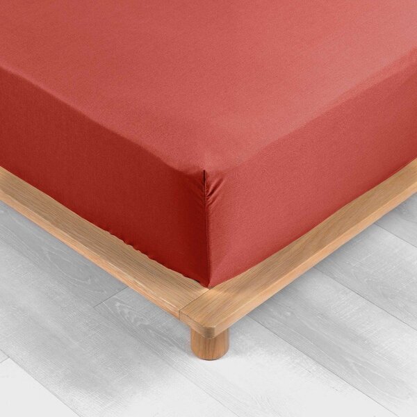 Lenzuolo con angoli color mattone in percalle di cotone 90x190 cm Percaline – douceur d'intérieur