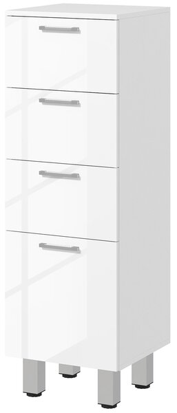 Mobiletto Bagno 4 Cassetti 30x30x93 cm in Truciolato Bianco