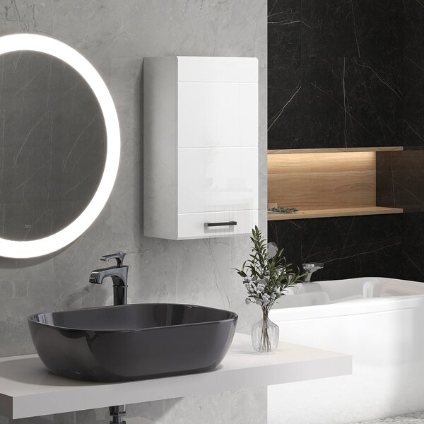 Pensile da Bagno 1 Anta 37x22,5x70 cm in MDF Bianco