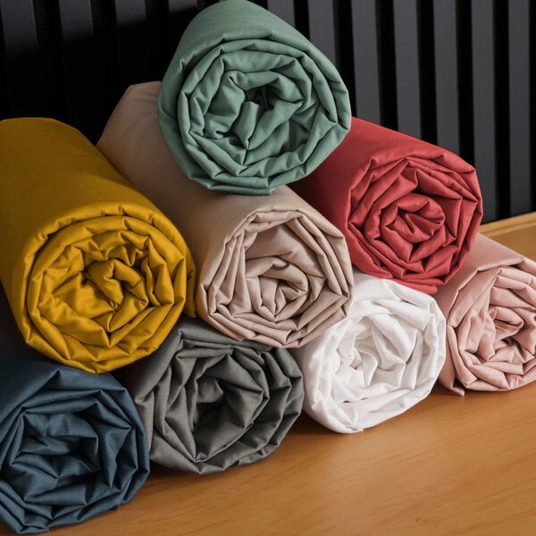Lenzuolo con angoli color mattone in percalle di cotone 90x190 cm Percaline – douceur d'intérieur