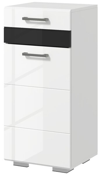 Mobiletto Bagno 1 Cassetto 1 Anta 37x32,5x79 cm in MDF Bianco