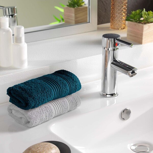 Asciugamano tipo terry blu scuro in cotone 30x50 cm Tendresse – douceur d'intérieur