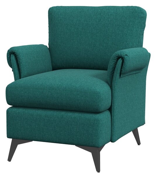 Poltrona Imbottita 63x71x83 cm in Tessuto Effetto Lino Verde
