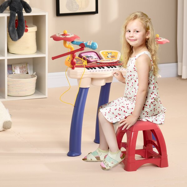 Pianola 32 Tasti con Sgabello e Microfono Karaoke Mp3 e Registratore Multicolore