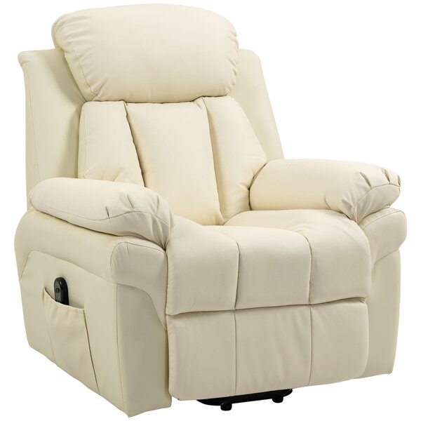 Poltrona Alzapersona Elettrica 1 Motore 96x93x105 cm Reclinabile in Similpelle Crema
