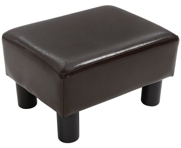 Pouf Poggiapiedi Imbottito 40x30x24 cm in Similpelle Marrone